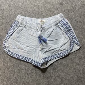 Vineyard Vines Shorts Womens XS Blue White Striped Embroidered Tassel Trim Boho